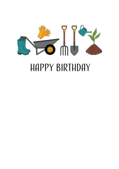 Fun Birthday Card - Gardening Tools - Gardening created by Little Takeover