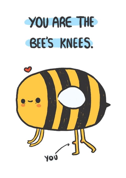 Cute Bee Pun Thank You Card / Just Because Card / Valentines Day Card - Bee - You Are The Bee's Knees created by RadishandDuck