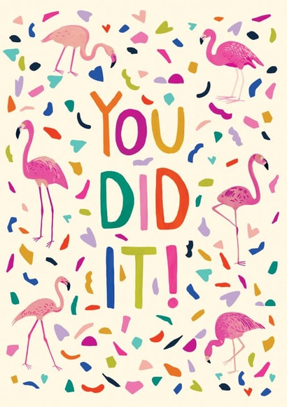 You Did It! Flamingo Confetti congratulations card created by Forest & Fig