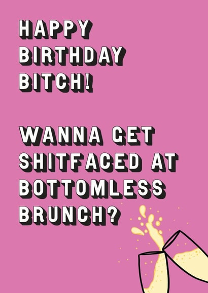 Bottomless brunch birthday card  created by EJF Illustration