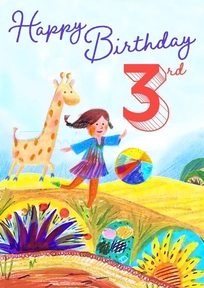 Happy 3rd Birthday Card for a girl created by Anna Kuvarzina