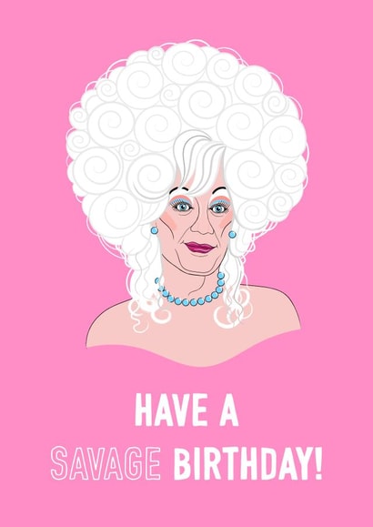 Lily Savage drag Queen birthday card created by Adam Regester