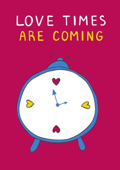 Postcard date invitation with love alarm clock created by Elena Sun