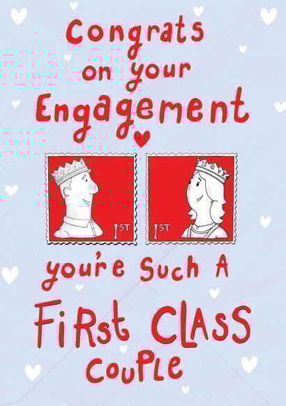 1st Class Couple - Punny engagement card created by Martyn Scribbler Illustration