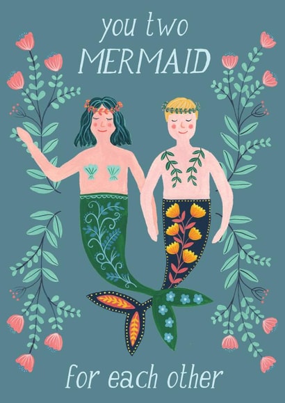 You Two Mermaid For Each Other Engagement Wedding Card created by Callisto Design Co.