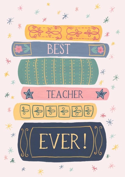 Best Teacher Ever Books Card created by Callisto Design Co.