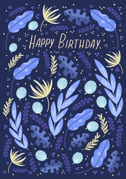 Blue tropical flowers birthday card created by Valeria Frustaci