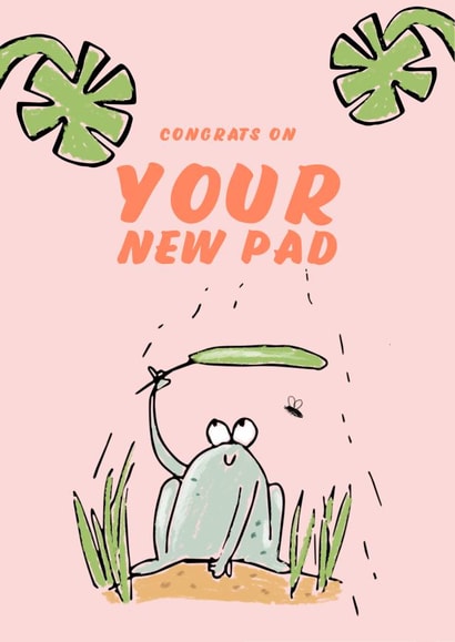 Cute Frog Pun New Home Card - Lily Pad - Congrats On Your New Pad created by Anna Kuvarzina