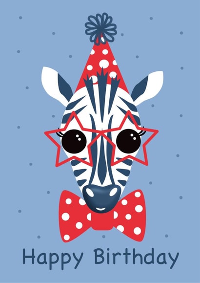 Party Zebra Happy Birthday Card created by Doodleens Designs