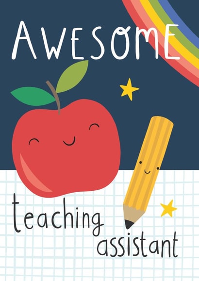 Cute Teaching Assistant Thank You Card - Teacher - TA - Awesome Teaching Assistant created by Fox and Bird Studio