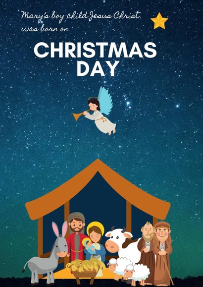 Mary’s boy child born on Christmas day Nativity created by Julia Cafferkey