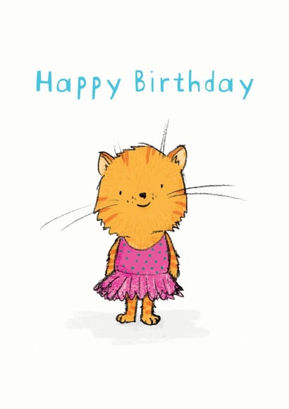 Happy Birthday ballerina cat created by Chloe illustrates