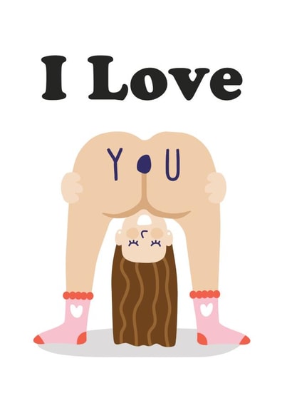 Rude Valentines Day Card / Anniversayr Card - Nude - Bum - I Love You created by Studio Boketto
