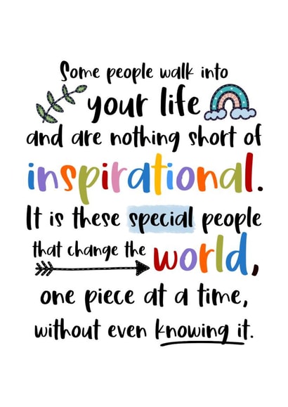 Heartfelt Typography Thank You Card / Just Because Card - Some People Walk Into Your Life And Are Nothing Short Of Inspirational created by And You Can Quote Me