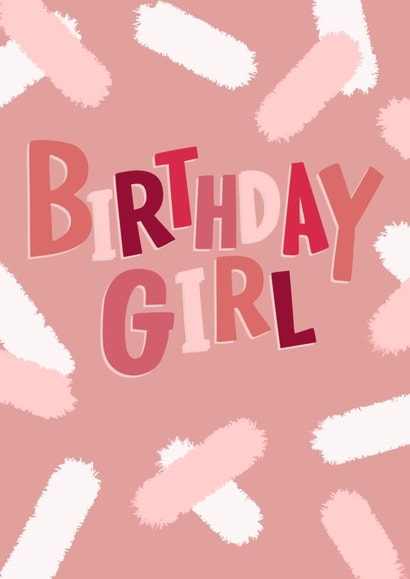 Birthday girl brush stroke abstract card in pink created by The Girl Next Draw Cards