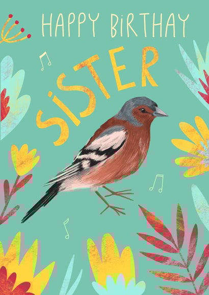 Bird flower birthday card for sister created by Dasha Solodka