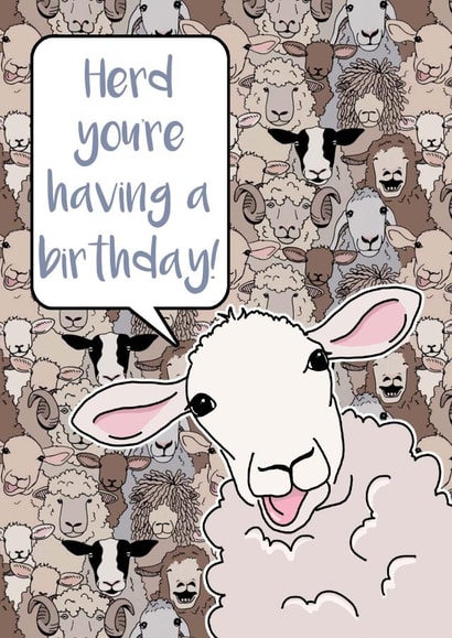 Flock of Sheep Funny Birthday Card created by Lisa Crisafi