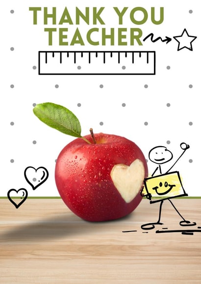 Apple for the teacher, thank you card created by Julia Cafferkey