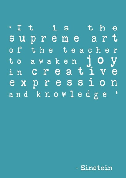 Thank you teacher Einstein quote card created by Dorothy Grace Design