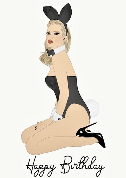 Kate Moss Bunny Happy Birthday Card created by Ipek Koztepe