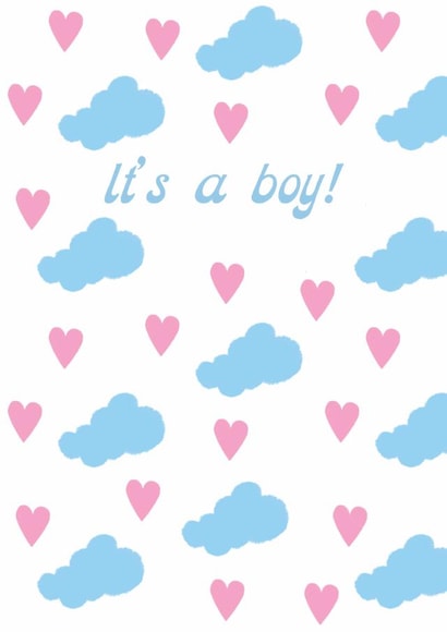 It's a boy! Clouds and Hearts New Baby Card created by Weird Is The Best