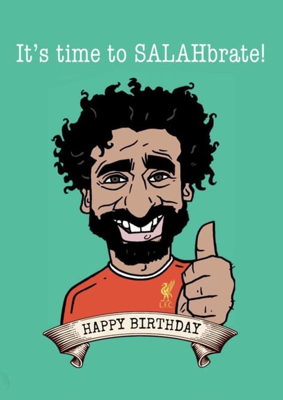 Mohamed Salah Liverpool Birthday Card created by Gibbo The Doodler