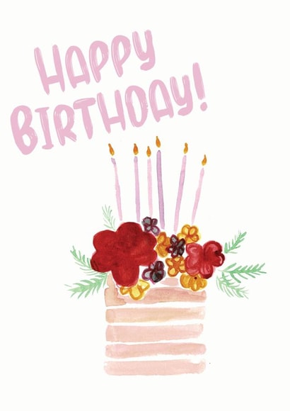 Classic Birthday Card - Flowers - Cake created by Annie Moon 