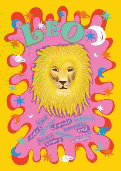Leo Star Sign Card created by Sadie Stephenson