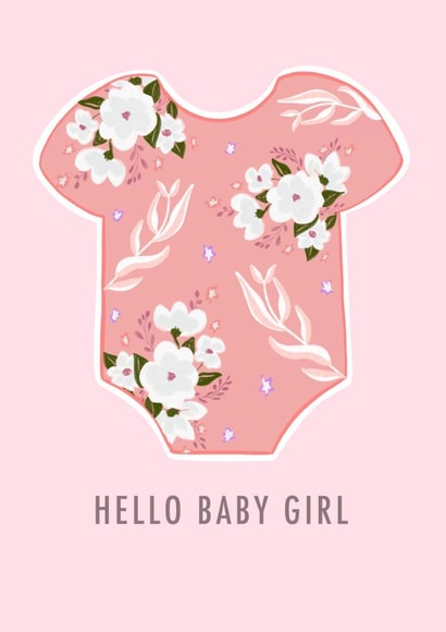 Hello Baby Girl Baby Grow created by Petals and Letters