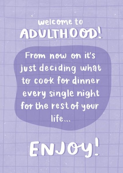 Welcome to Adulthood Milestone Birthday Card | thortful