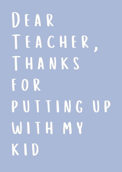 Teacher thankyou card, thank you teacher, end of term card, thanks teacher created by Say What You See Greeting Cards