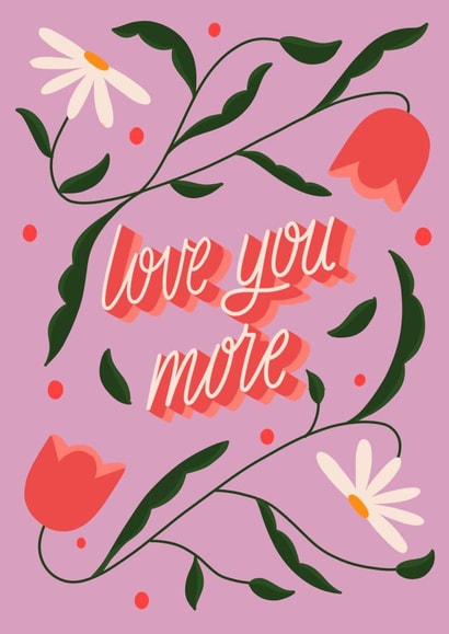 Floral hand lettered valentine's card created by Letters by Amy