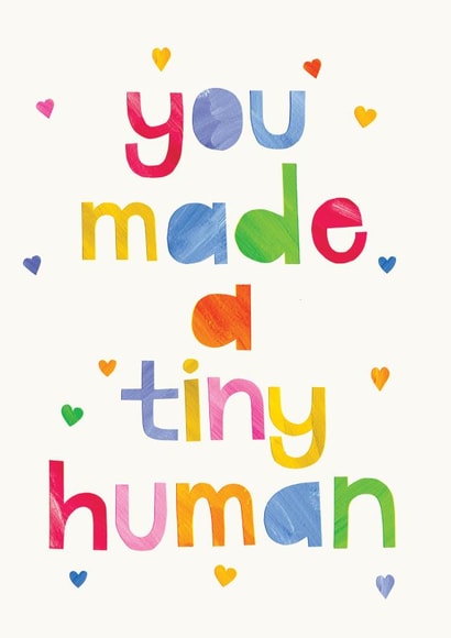 New parents tiny human card created by Eden Fay