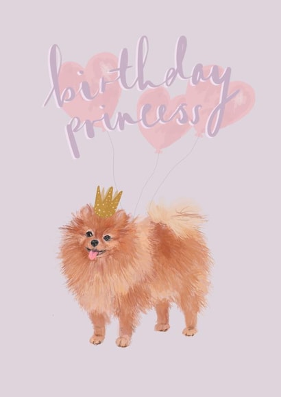 Princess Pomeranian Birthday Card created by Honey & Velvet Studio