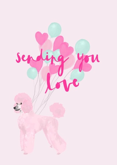 Sending You Love Pink Poodle Illustration Card created by Honey & Velvet Studio