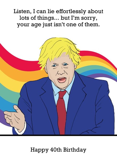 40th Birthday Boris Johnson Card created by Bobby Sazzler
