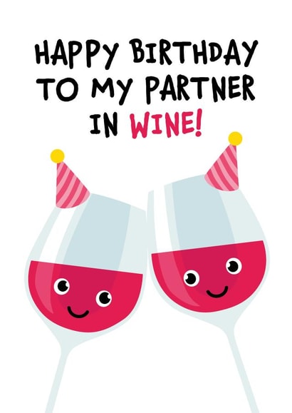 Partner in Wine Birthday card created by Kiddy Winks Prints