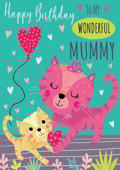 cute cats birthday card for your wonderful mummy created by Tracy Cottingham