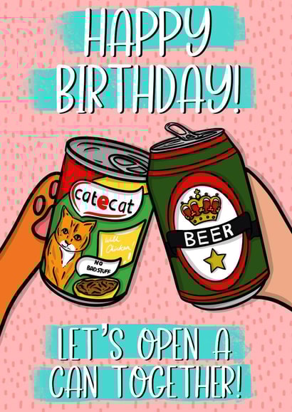 Funny Cat and Human Birthday Cheers created by Duck & Mustard