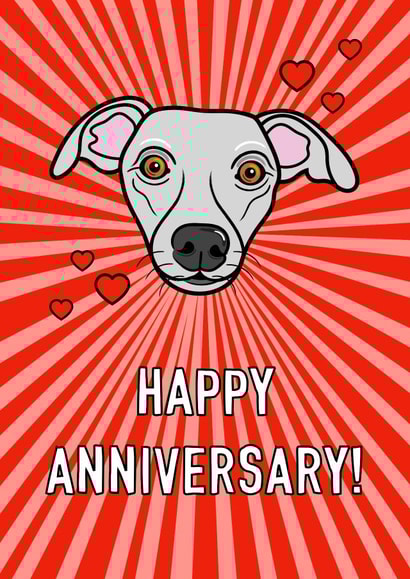 Whippet dog anniversary card created by Adam Regester