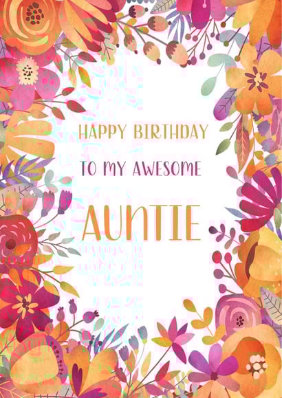 Pretty Birthday Card - For Auntie - Flowers created by Sarah Wainwright Design