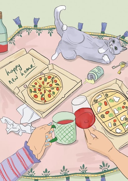 Cute Takeaway New Home Card - Pizza - Happy New Home created by Eat the Moon