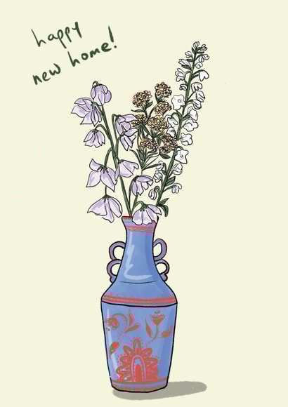 traditional vase of flowers, new home card created by Eat the Moon