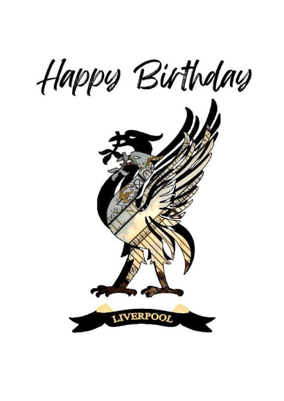 Liverbird Birthday Card with Anfield Gates created by Needful Things