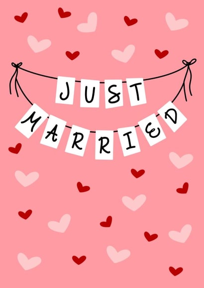 Just married congratulations bunting card created by The Girl Next Draw Cards