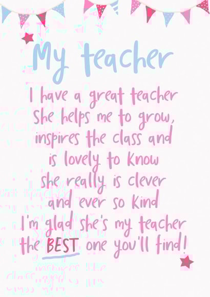 My Teacher Poem Card 1001 created by Giddy Kipper