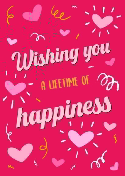 Lifetime of Happiness - Wedding Day Card - Fun heart themed card created by The Girl Next Draw Cards