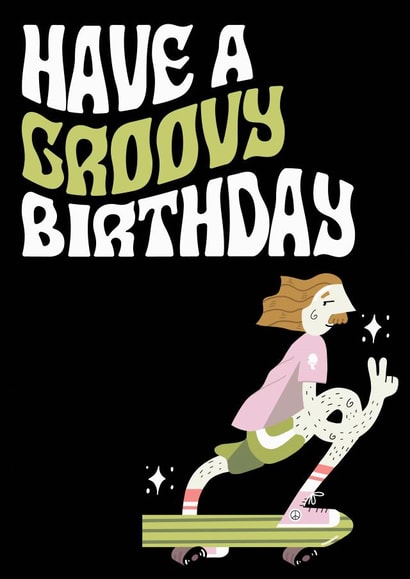Groovy Hippie Birthday Skater Dude created by Alicia Ard