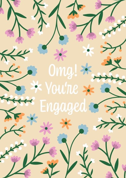 Pretty floral engagement card - Botonical congratulations card created by Kamiya Chirodian
