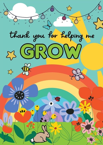Helping me grow, thank you teacher card created by Summer Lane Studio